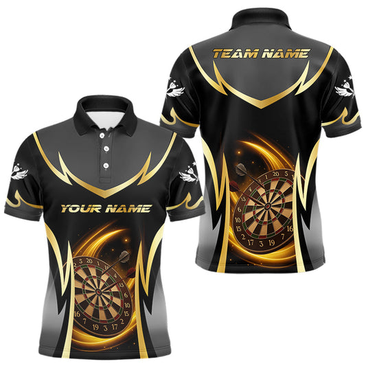 Maxcorners Gold Dartboard Lightning Darts Polo & 1/4 Zip Custom Darts Shirt For Men, Darts Team Jersey