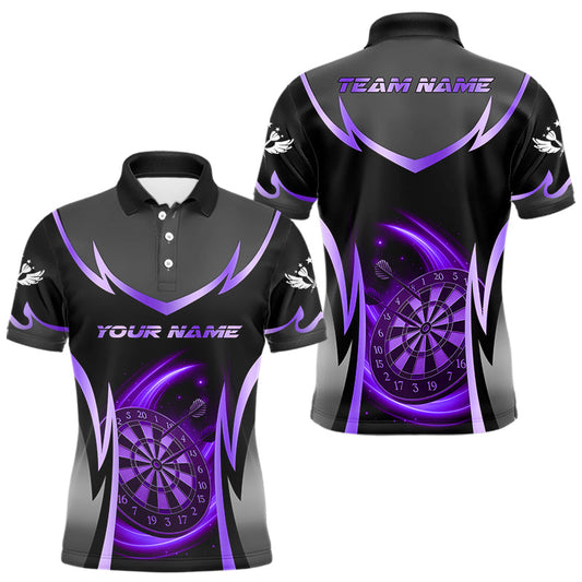 Maxcorners Purple Dartboard Lightning Darts Polo & 1/4 Zip Custom Darts Shirt For Men, Darts Team Jersey
