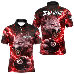 Maxcorners Red 8 Ball Pool Wolf Lightning Billiard Shirt For Men Custom Billiard Team Jersey Polo & 1/4 Zip