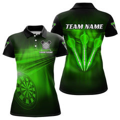 Maxcorners Personalized Green Darts Flash Light Men Dart Polo Shirt, Dart Team Shirt Dart Jersey