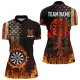Maxcorners Personalized Retro Canada Flag Flame Dartboard Darts Shirt For Men, Patriotic Canadian Dart Jersey