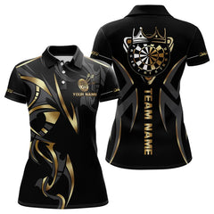 Maxcorners Black And Gold Dartboard Crown Dart Shirts For Men Custom Dart Jersey Team Polo & Quarter Zip
