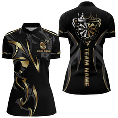 Maxcorners Black And Gold Dartboard Crown Dart Shirts For Men Custom Dart Jersey Team Polo & Quarter Zip