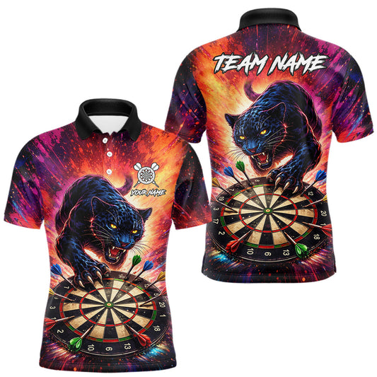 Maxcorners Personalized Colorful Panther Darts Shirt For Men Custom Darts Team Jersey Polo & Quarter Zip