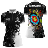 Maxcorners Personalized Paint White 3D Target Archery Men Polo & Quarter-Zip Shirts, Archery Jerseys Attires