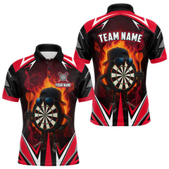 Maxcorners Funny Dartboard Red Flaming Darts Shirt For Men Custom Darts League Jersey Team Polo & Quarter Zip LM1112