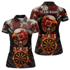 Maxcorners Canada Flag 3D Dartboard Fire Flame Custom Eagle Darts Shirt For Men, Patriotic Darts Team Jersey LM1506