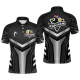Maxcorners Personalized Billiard 8 Ball & 9 Ball Pool Polo, 1/4 Zip For Men Custom Team Billiard Jersey|White LM1506