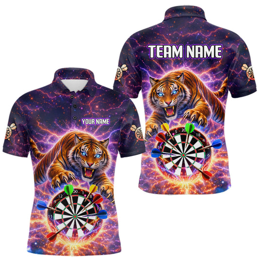 Maxcorners Colorful Thunder Lightning Tiger Darts Shirt For Men Custom Darts Jersey Team Polo & 1/4 Zip