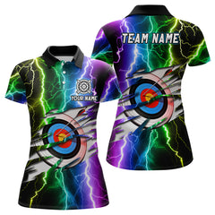 Maxcorners Personalized 3D Target Archery Red Galaxy Pattern Men Polo Shirts, Team League Archery Jerseys