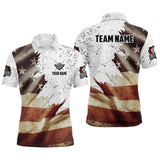Maxcorners Personalized Retro American Flag Billiard Men Polo Shirts Custom Patriotic Billiard Jerseys Uniform LM154
