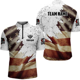 Maxcorners Personalized Retro American Flag Billiard Men Polo Shirts Custom Patriotic Billiard Jerseys Uniform LM154