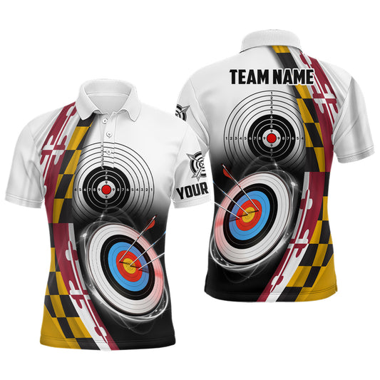 Maxcorners Personalized Maryland Flag 3D Target Archery Shirts For Men Custom Patriotic Archery Team Jerseys