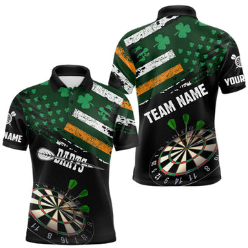 Maxcorners Personalized US Flag St Patrick Day Dart Shirts For Men Custom Patriotic Shamrock Darts Jerseys LM0208