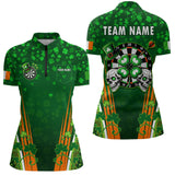 Maxcorners Personalized Luckiest Green Shamrock Skull Dart Shirts For Men Custom St Patrick Day Dart Jerseys