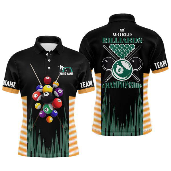 MaxCorners World Billiards Championship Customized Name 3D And Team Name Billiards Polo Shirt For Men