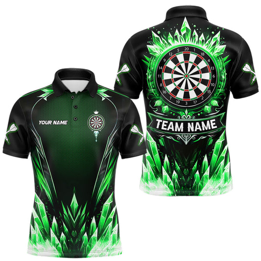 Maxcorners Personalized Green Dartboard Icy Darts Polo & 1/4 Zip Custom Dart Shirt For Men, Darts Team Jersey LM0901