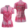 Maxcorners Personalized Pink Tie Dye Heart Us Flag Men And Women Billiard Shirts, Billiard Valentines Day Shirt Gifts