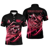 Maxcorners Red 8 Ball Pool Billiard Shark Polo & Quarter Zip For Men Custom Team League Billiard Jersey LM113