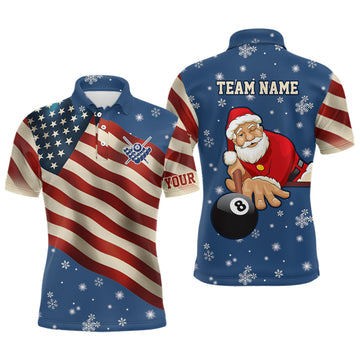 Maxcorners Funny Christmas Santa And Billiard Snowflake Personalized Name 3D Shirt