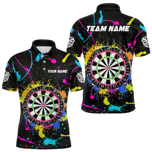 Maxcorners Funny Colorful Paint Darts Jersey For Men Custom Polo & Quarter Zip Darts Team Shirts Outfit LM1903