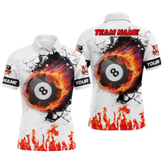 Maxcorners Flaming 8 Ball Billiard Customized Polo Shirts
