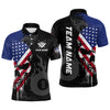 Maxcorners Grunge American Flag Skull 8 Ball Pool Custom Men Billiard Shirts, Patriotic Billiard Team Jerseys LM0210