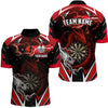 Maxcorners Personalized Dragon Dart Shirts For Women – Custom Thunder Red Darts Team Jerseys Polo & Quarter Zip