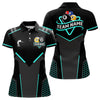 Maxcorners Personalized 8 Ball & 9 Ball Pool Billiard Polo, 1/4 Zip For Men Custom Billiard Jersey|Turquoise