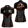 Maxcorners Personalized 8&9 Ball Pool Billiard Polo, 1/4 Zip For Mem&Women Custom Team Billiard Jersey|Orange