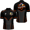Maxcorners Personalized 8&9 Ball Pool Billiard Polo, 1/4 Zip For Mem&Women Custom Team Billiard Jersey|Orange