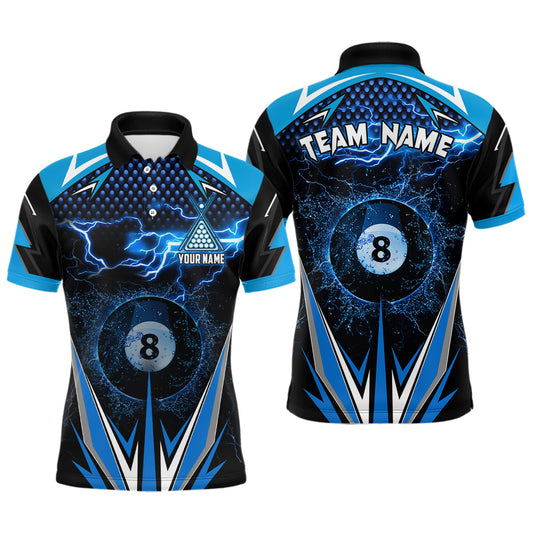 Maxcorners Personalized 8 Ball Pool Thunder Lightning 3D Full Printing Men Billiard Shirts, 3D Billiard Jerseys