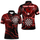 Maxcorners Personalized Thunder Lightning Eagle Red Darts Shirt Polo & Quarter Zip For Men Dart Team Jerse LM1809