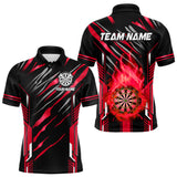 Maxcorners 3D Darts Board Fire Flame Custom Dart Shirts For Men, Best Dart League Jerseys Team Uniform |Red MT1810