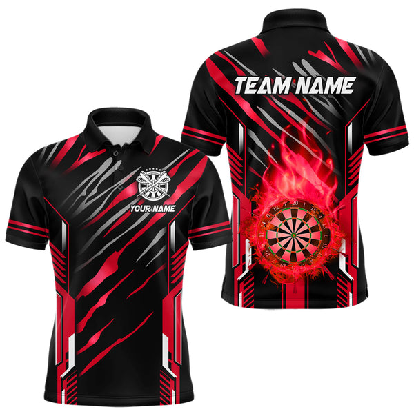 Maxcorners 3D Darts Board Fire Flame Custom Dart Shirts For Men, Best Dart League Jerseys Team Uniform |Red MT1810