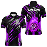 Maxcorners 3D Darts Board Fire Flame Custom Dart Shirts For Men, Dart League Jerseys Team Uniform |Purple MT1810