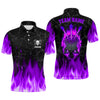 Maxcorners Fire Flame Skull Darts Polo & Quarter Zip Shirt Custom Scary Darts Team Jerseys | Purple