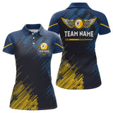 Maxcorners Personalized Blue Yellow 9 Ball Pool Wings Men'S Billiard Shirts, 9 Ball Billiard Team Shirt Jersey