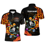 Maxcorners Personalized Fire Flame Lightning 8 Ball Pool Billiard Shirts For Men, US Flag 8 Ball Pool Swing Billiard Jerseys