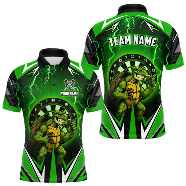 Maxcorners Personalized Funny Turtle Darts Shirt For Men Custom Thunder Lightning Green Darts Team Jerseys MT2108