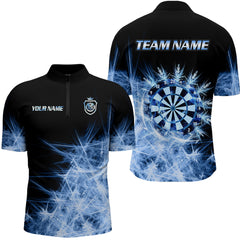 Maxcorners Blue Icy Light Mens Darts Polo Shirts Custom Dart Shirts For Team Darts Jerseys