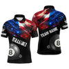 Maxcorners Personalized Glowing American Flag Billiard Shirt For Men Custom Patriotic 8 Ball Pool Team Jersey LM3006