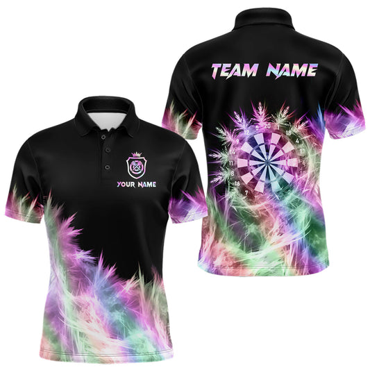 Maxcorners Icy Holographic Light Mens Darts Polo & Quarter Zip Shirts Custom Dart Shirt For Team Darts Jersey LM2711