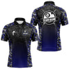 Maxcorners Navy Blue Camo 8 Ball Billiard Shirt For Men Custom Pool Team Shirt, Billiard Jersey Polo & 1/4 Zip LM2512