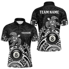 Maxcorners Custom White Black Tribal Turtle Billiard Shirts For Men | 8 Ball Pool Team Jerseys LM2608