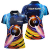 Maxcorners Personalized Blue And Orange Billiard 8 Ball Polo Shirts Custom Billiard Uniform For Team For Men And Women