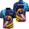 Maxcorners Personalized Blue And Orange Billiard 8 Ball Polo Shirts Custom Billiard Uniform For Team For Men And Women