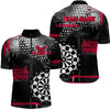 Maxcorners Personalized Grunge Dotted Pattern Dart Polo & Quarter Zip Custom Men Dart Shirt Dart Jersey | Red