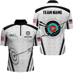 Maxcorners Personalized Name Archery Polo Shirts For Men Custom Archery 3D Target Shirts, Archery Jerseys