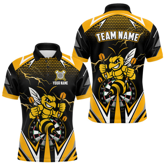 Maxcorners Personalized Funny Bee Lightning Darts Shirt For Men Custom Yellow Black Darts Jersey, Darts Gift LM1903